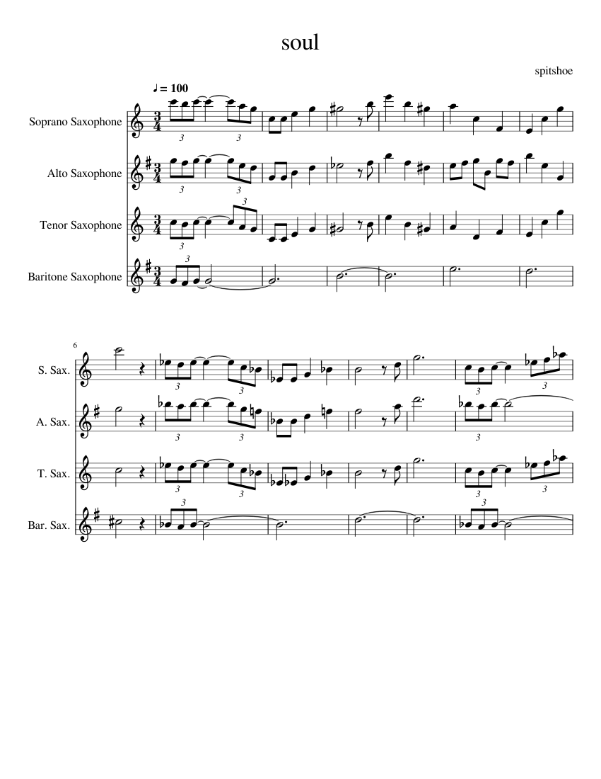 Intro Sheet music for Saxophone alto, Saxophone tenor, Saxophone ...
