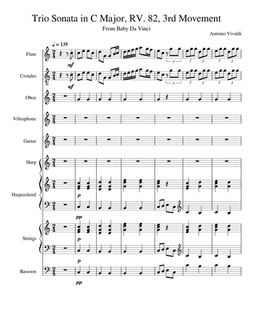 Trio Sonata in C-major, RV 82 – Antonio Vivaldi Trio Sonata in C Major, RV. 82, 3rd Movement - Baby Da Vinci