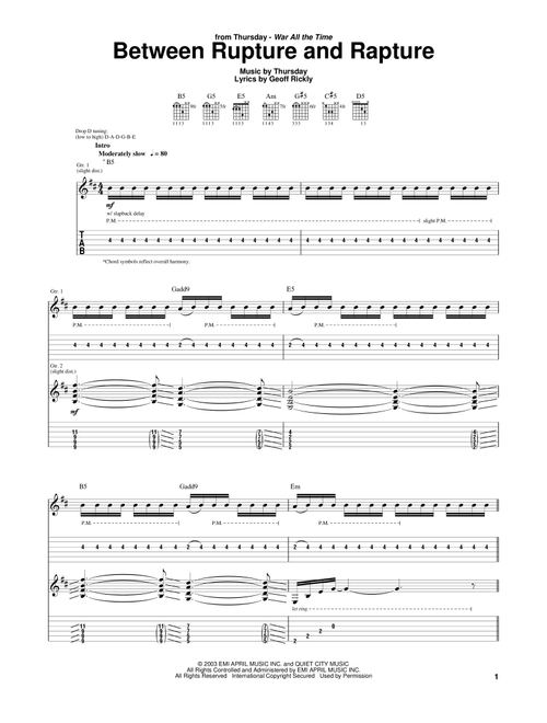 Between Rupture And Rapture - Thursday (Guitar Tab)