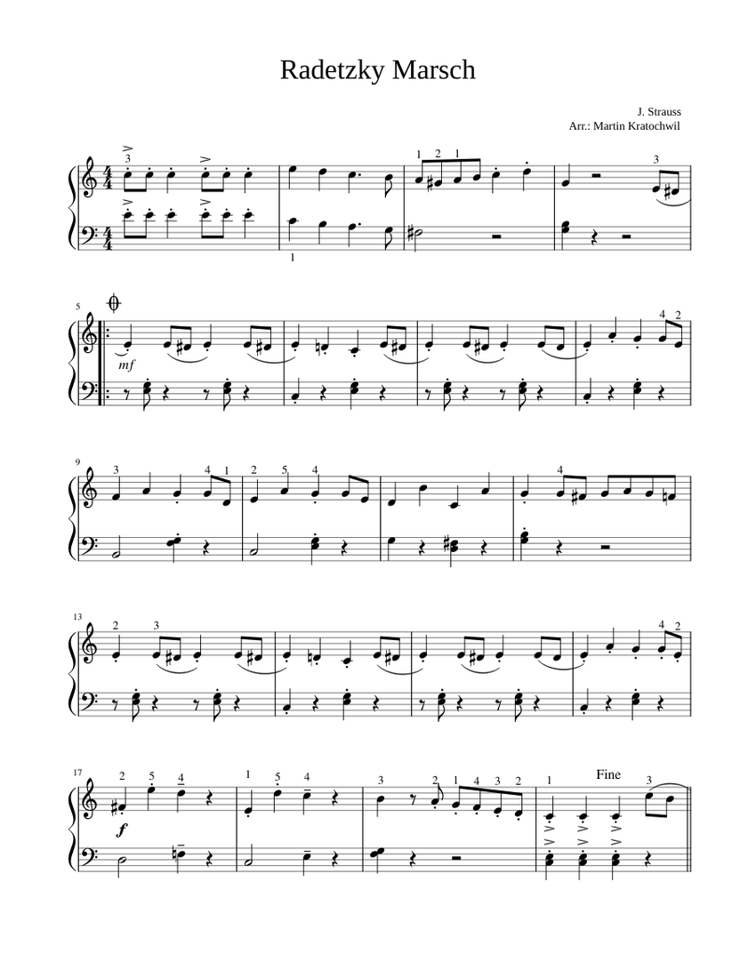 Radetzky march – Johann Strauss Sr. Sheet Music for Piano