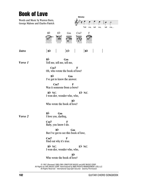 Book Of Love - The Monotones (Guitar Chords-Lyrics)