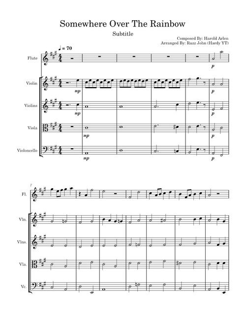 Somewhere Over The Rainbow (Flute solo + String Quartet)