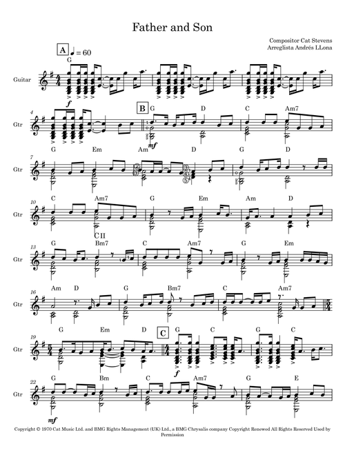Father And Son (Arr. Andres LLona) - Boyzone (Solo Guitar)