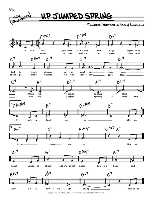 Up Jumped Spring (Low Voice) - Freddie Hubbard (Real Book - Melody-Chords-Lyrics)
