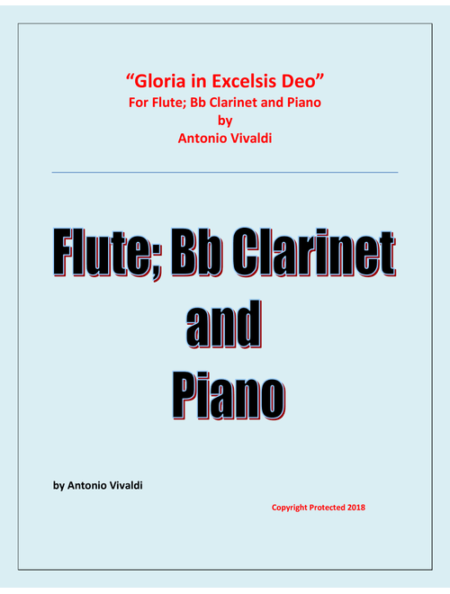 Gloria In Excelsis Deo - Flute; Bb Clarinet and Piano - Advanced Intermediate - Chamber music (Arr. Raymond Fenech) - Antonio Vivaldi (Instrumental Duet and Piano)
