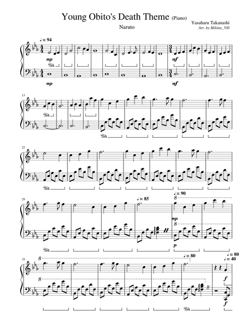 Naruto - Obito's Death Theme/A friend's Reminiscence (Piano)