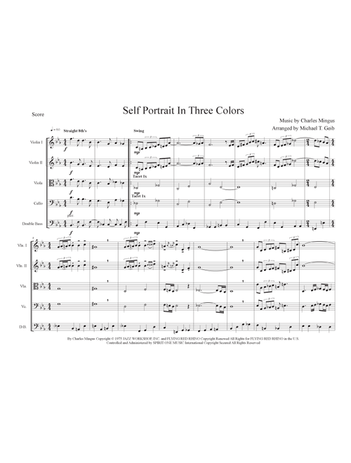 Self-portrait In Three Colors (Arr. Michael T. Geib) - Charles Mingus (String Ensemble)