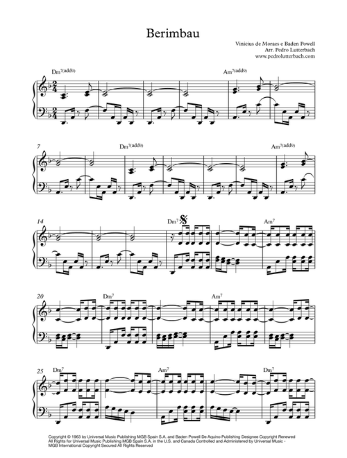 Berimbau (Arr. Pedro Lutterbach) - Vinicius de Moraes, Baden Powell De Aquino (Piano Solo)
