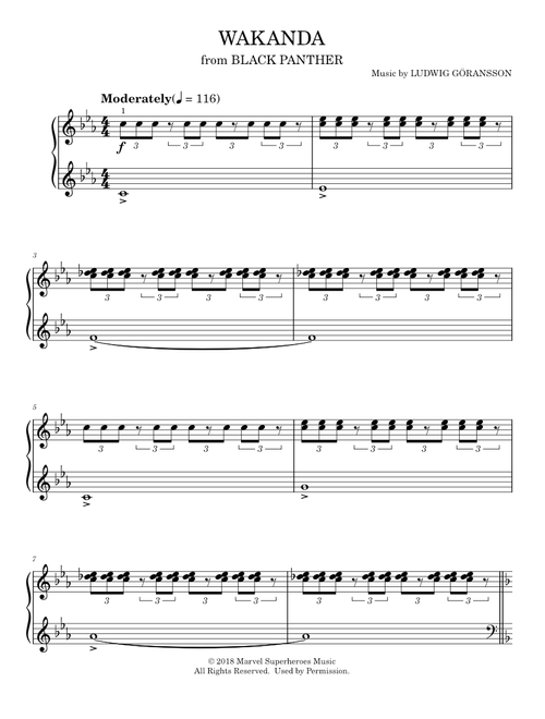 Wakanda - Ludwig Göransson (Easy Piano)
