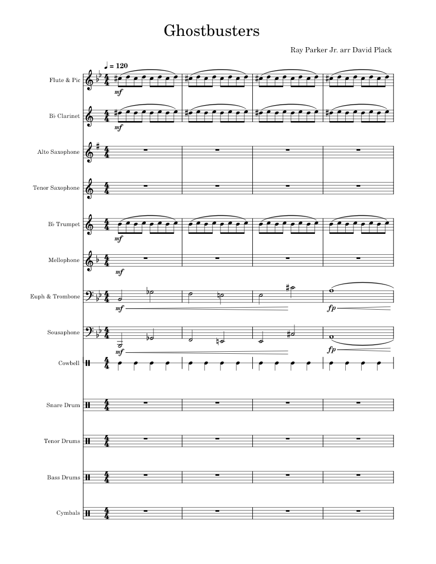 Ghostbusters Ray Parker Jr. arr. David Plack / Carter Whitt Sheet