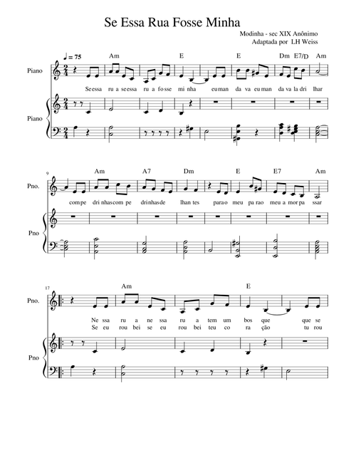Se essa rua fosse minha – Misc Traditional Se_Essa_Rua_Fosse_Minha em Am - com letra e harmonia