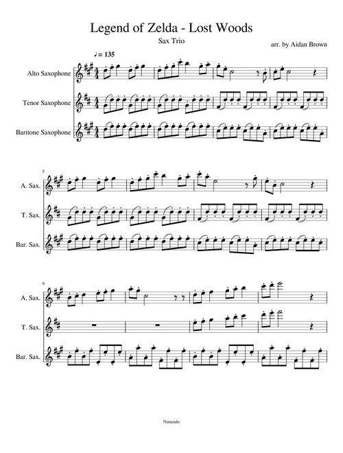 Legend of Zelda Ocarina of Time - Lost Woods Sax Trio