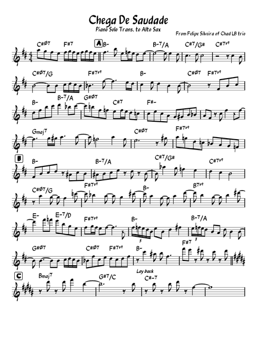 Chega De Saudade Solo Transription (Jobim)