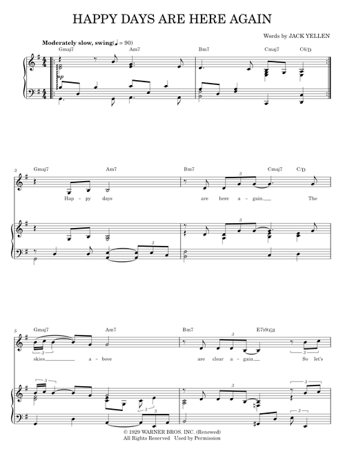 Happy days are here again - Barbra Streisand (Piano-Vocal-Guitar)