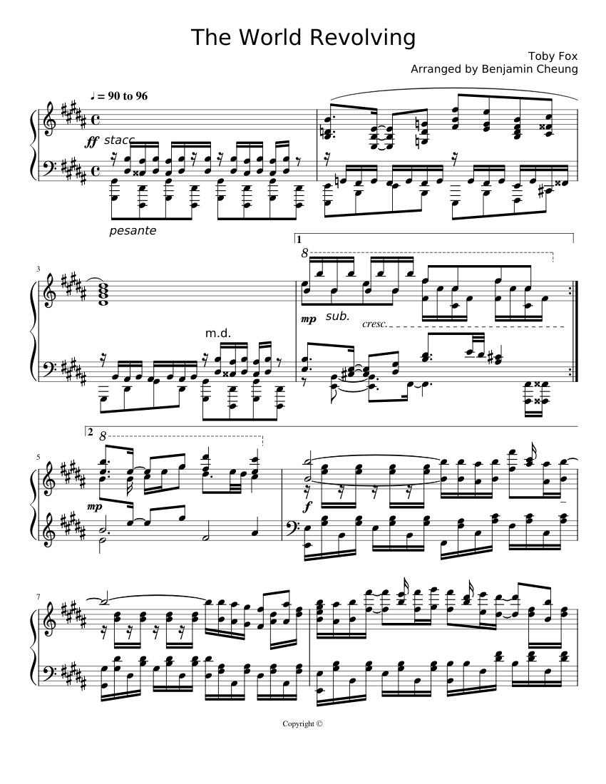 DELTARUNE The World Revolving Sheet music for Piano (Solo