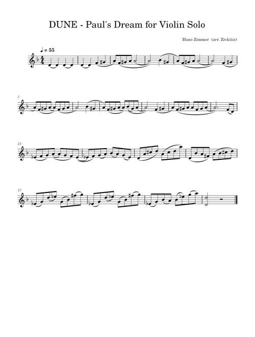 Paul's Dream – Hans Zimmer DUNE - Paul's Dream for Violin Solo