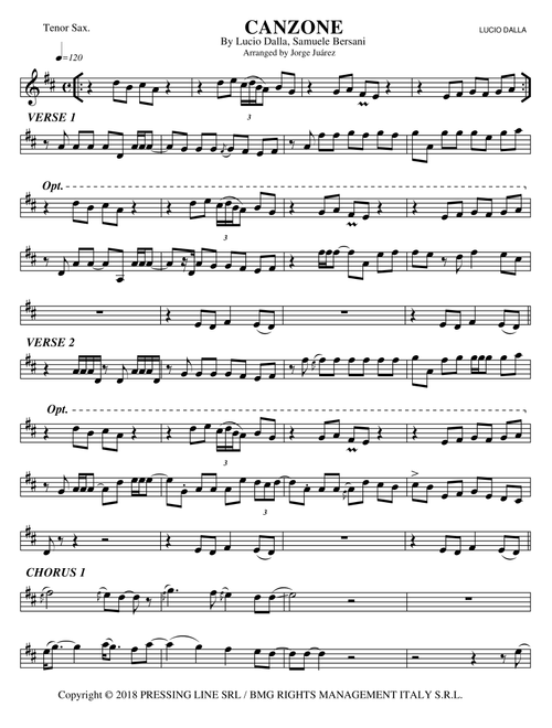 Canzone (Arr. Jorge Juárez) - Lucio Dalla (Tenor Sax Solo)