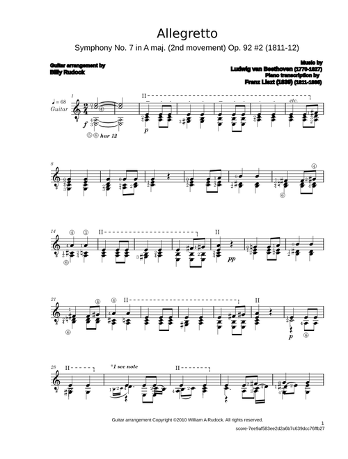 Allegretto (Symphony No. 7, 2nd movement) Op. 92 #2 – Ludwig van Beethoven