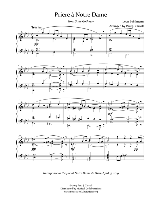 Priere à Notre Dame from Suite Gothique (Arr. Paul J. Carroll) - Leon Boëllmann (Piano Solo)