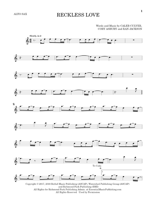 Reckless Love - Cory Asbury (Alto Sax Solo)
