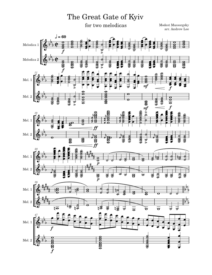 2Melodica Arr.] The Great Gate of Kyiv – Modest Mussorgsky Sheet
