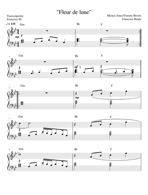 "Fleur de lune" - Françoise Hardy / Piano