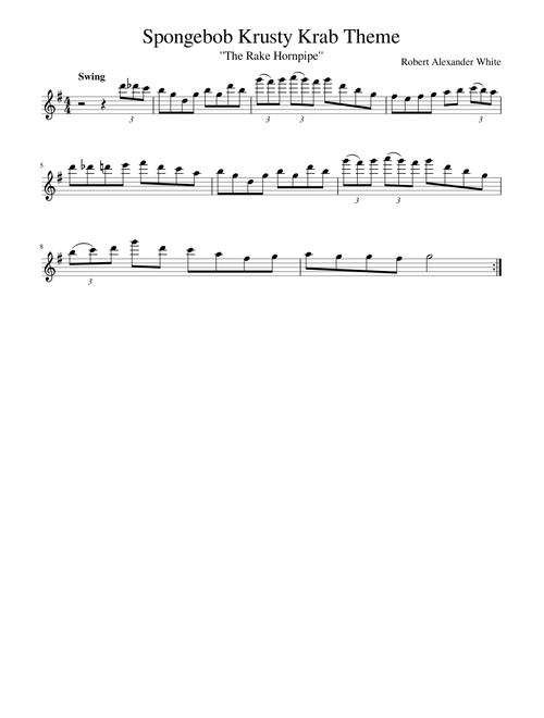 Krusty Krab Theme Song (The Rake Hornpipe) for Flute