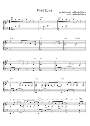 First love – Utada Hikaru Sheet Music for Piano (Solo) | MuseScore.com