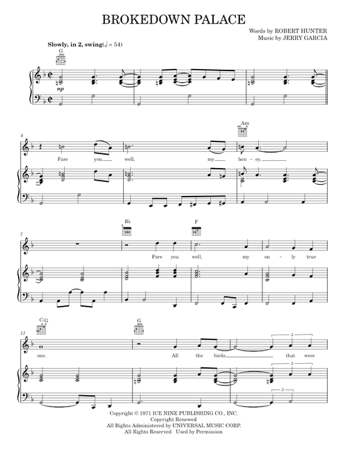 Brokedown palace - Grateful Dead (Piano-Vocal-Guitar)