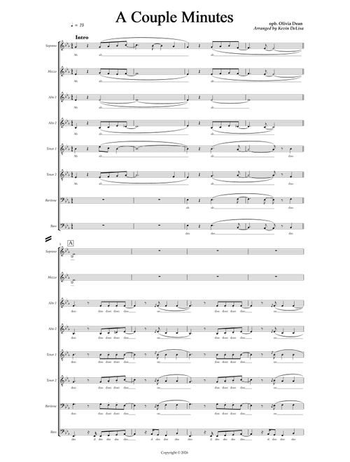 A Couple Minutes (Arr. Kevin DeLisa) - Olivia Dean (Choral, SATB divisi)