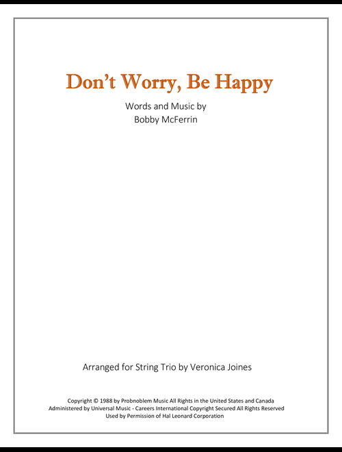 Don't Worry, Be Happy (Arr. Veronica Joines) - Bobby McFerrin (String Ensemble)