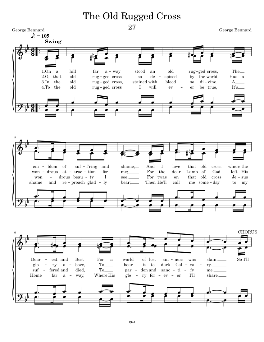 27 The Old Rugged Cross Sheet music for Piano (SATB)