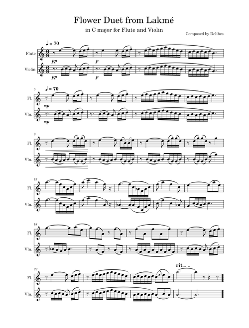 The Flower Duet – Léo Delibes Flower Duet for Flute and Violin (From Lakme)