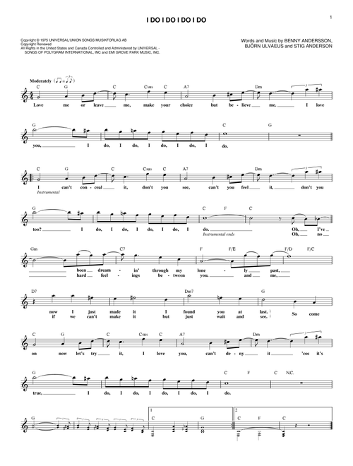 I Do I Do I Do I Do - ABBA (Lead Sheet - Fake Book)