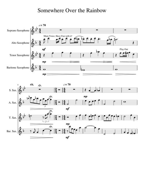 Somewhere Over the Rainbow SATB Quartet