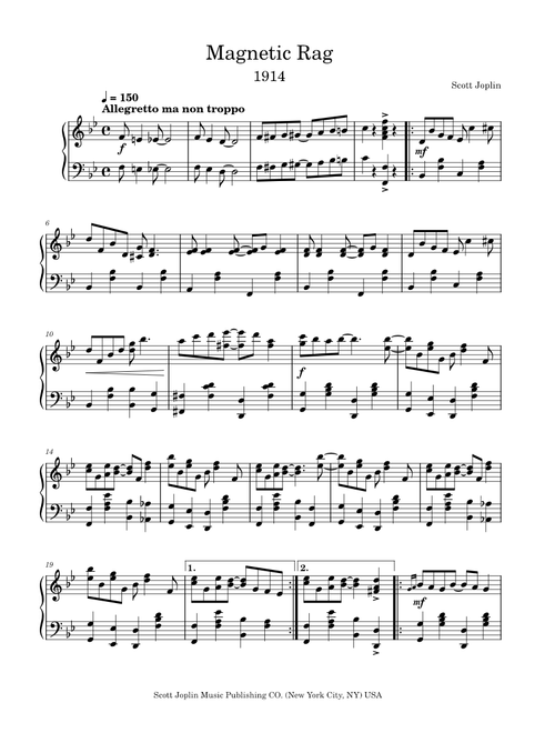 Magnetic Rag by Scott Joplin (1914)