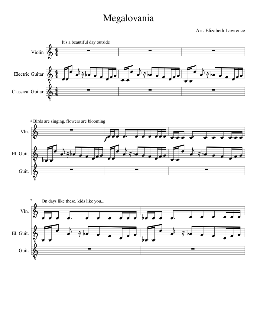 guitar notes for megalovania