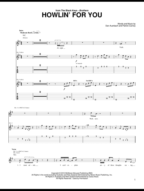 Howlin' For You - The Black Keys (Guitar Tab)