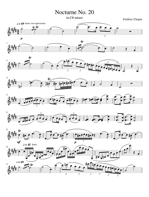 Nocturne No. 20 in C# minor for Violin