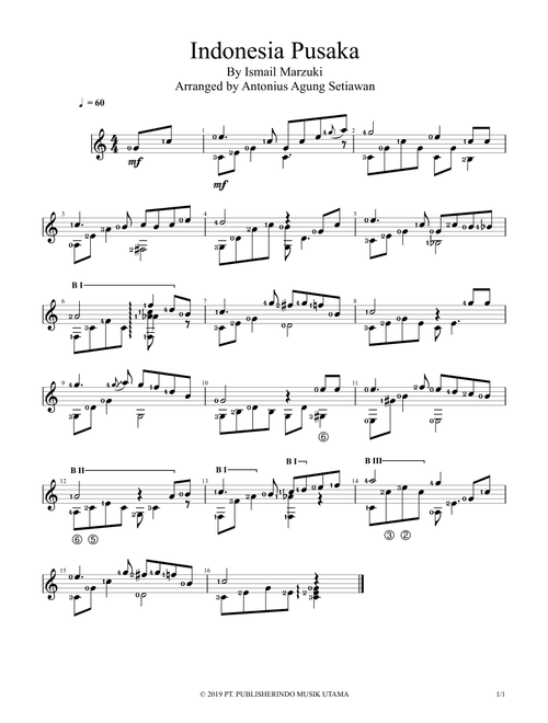 Indonesia Pusaka (Arr. Antonius Agung Setiawan) - Ismail Marzuki (Solo Guitar)