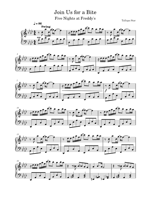 Join Us For a Bite - Easy Piano Arrangement