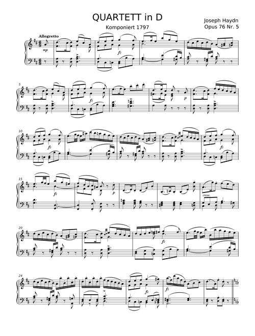 String Quartet op 76 no.5 - Joseph Haydn