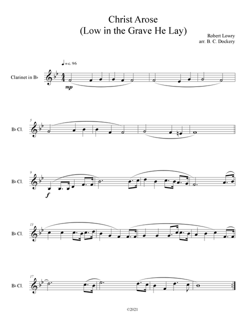 Christ Arose (Low in the Grave He Lay) for Clarinet Solo (Arr. B. C. Dockery) - Robert Lowry (Clarinet Solo)