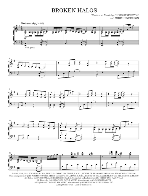 Broken halos - Chris Stapleton (Piano Solo)