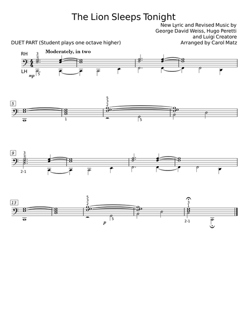 The Lion Sleeps Tonight - George David Weiss, Hugo Peretti, and Luigi Creatore