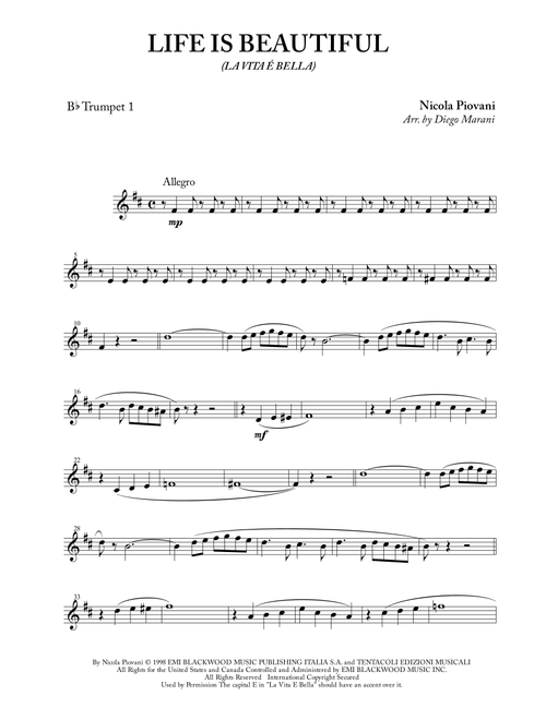 Life Is Beautiful (la Vita E Bella) (Arr. Diego Marani) - Nicola Piovani (Brass Ensemble)