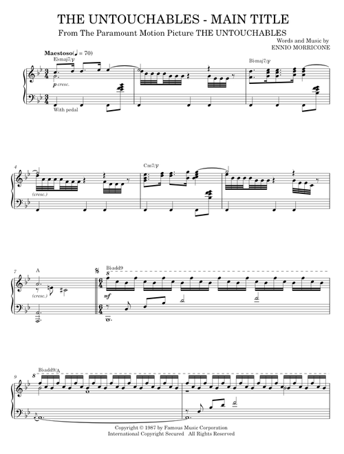 The Untouchables - Main Title - Ennio Morricone, William Joseph (Piano Solo)