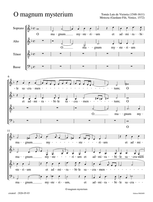 Missa O magnum mysterium – Tomás Luis de Victoria
