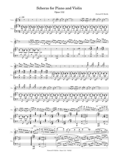 Scherzo for Piano and Violin - Opus 112