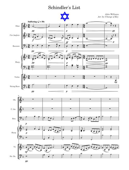 John Williams - Schindler's List (Main Theme) (for small mixed ensemble)